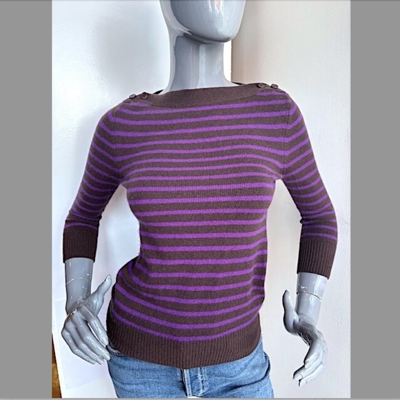 DEMYLEE "Jamie" Striped Cashmere Boatneck Sweater NWOT/sz XS - Picture 4 of 15